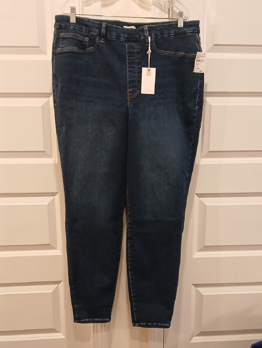 New Good American Pull On Skinny Jeans Indigo Size 3XL